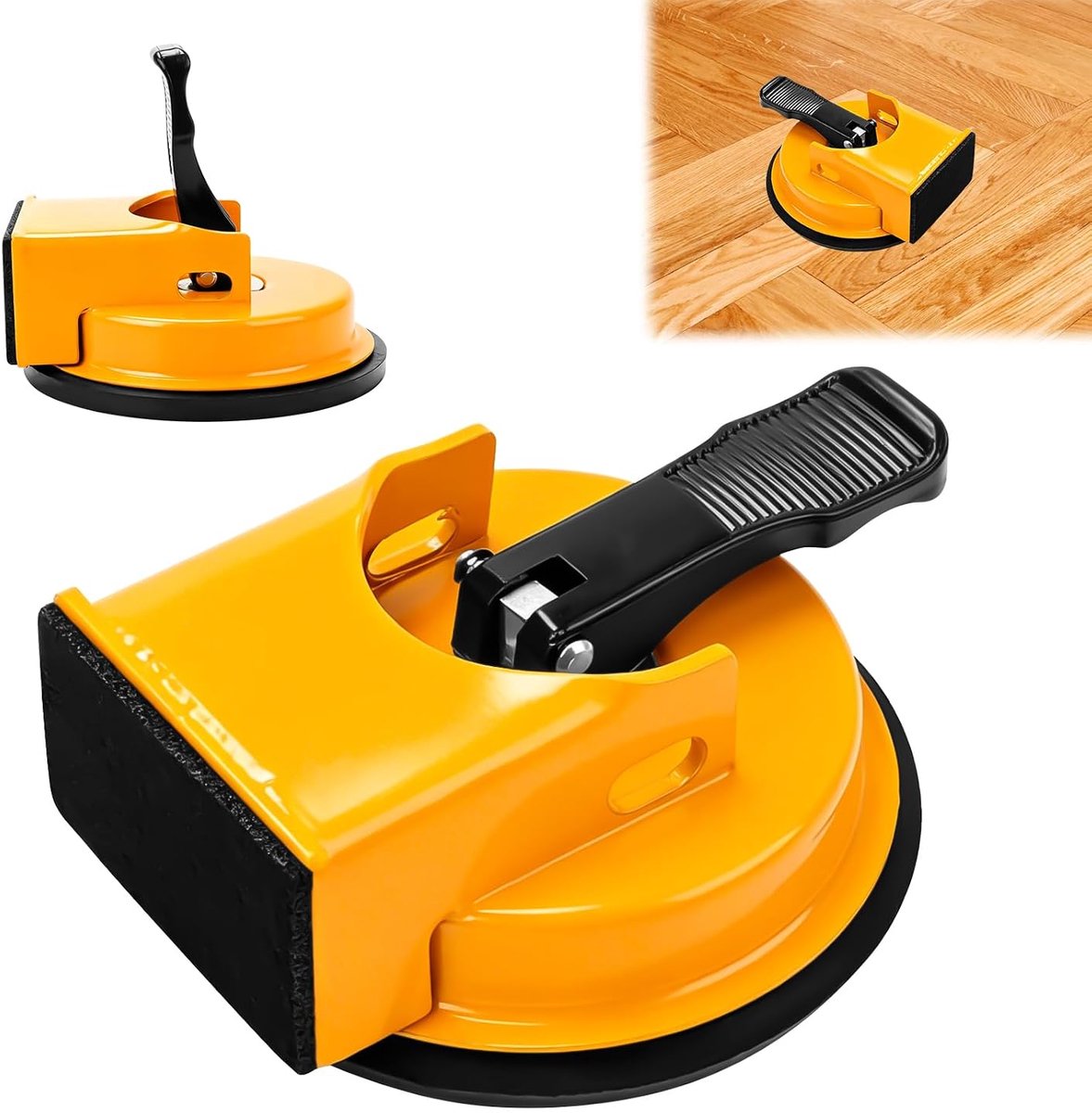Reparatiegereedschap voor laminaat, zuignap, ijzeren fixator met zuignap, vacuüm tegels en vloerlatten grijper voor plinten, bouw, reparatie voor hotels, keuken, woonkamer, slaapkamer, geel