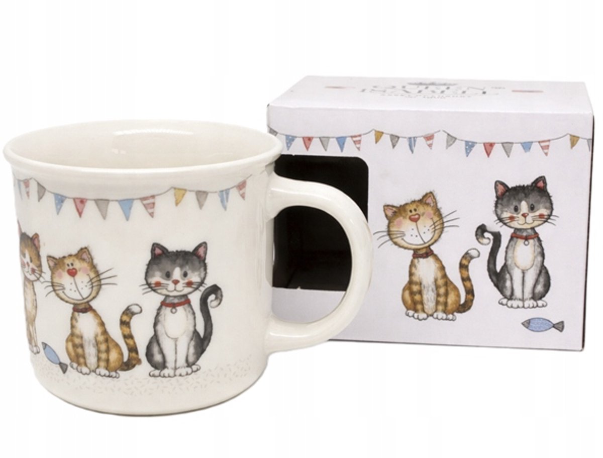 Keramische mok met katten, 400ml, 9x13cm - Perfect cadeau voor kattenliefhebbers