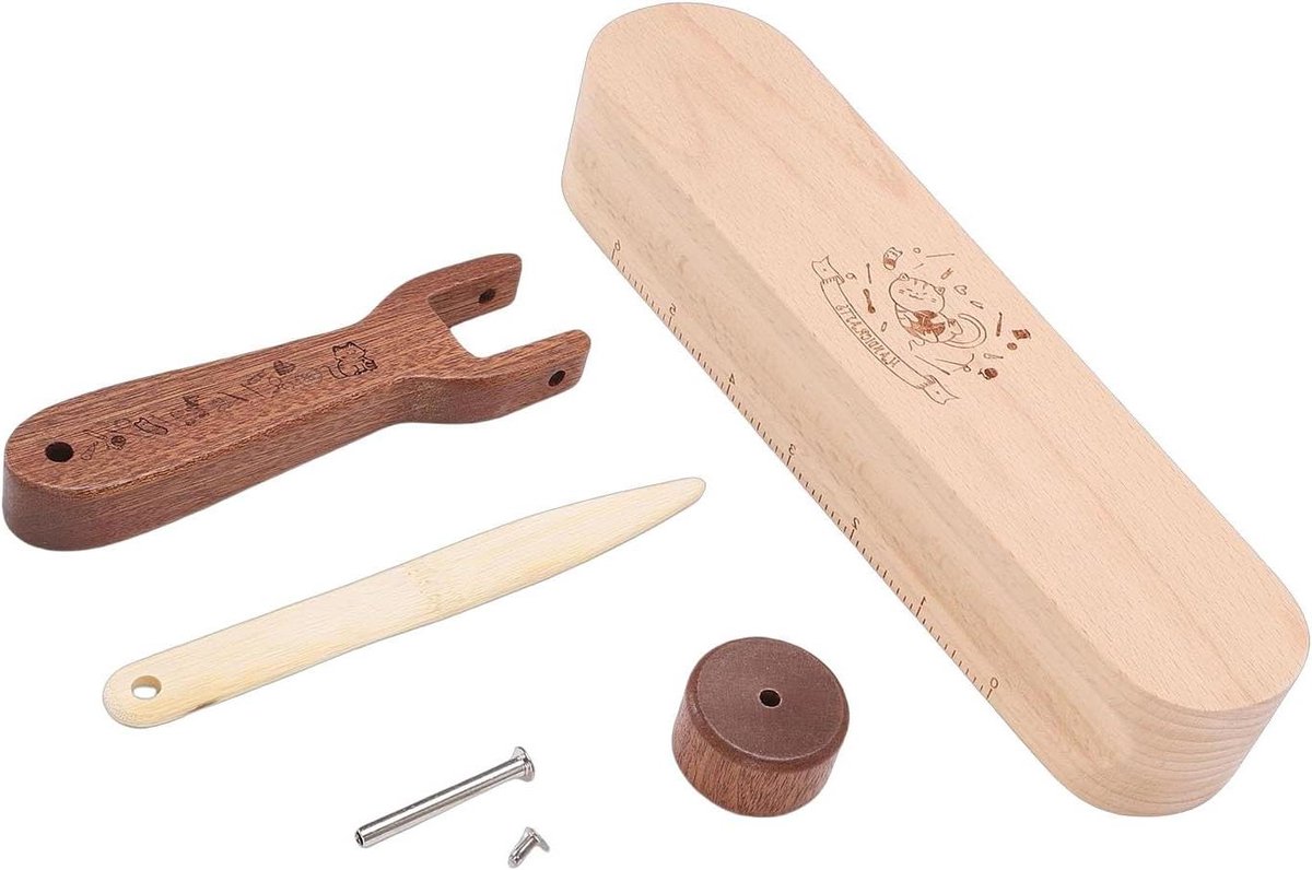 Kleermakersset - Naaigereedschap - Naden Persen - Duurzaam Beukenhout - 6 Delig - Natuurlijk Hout