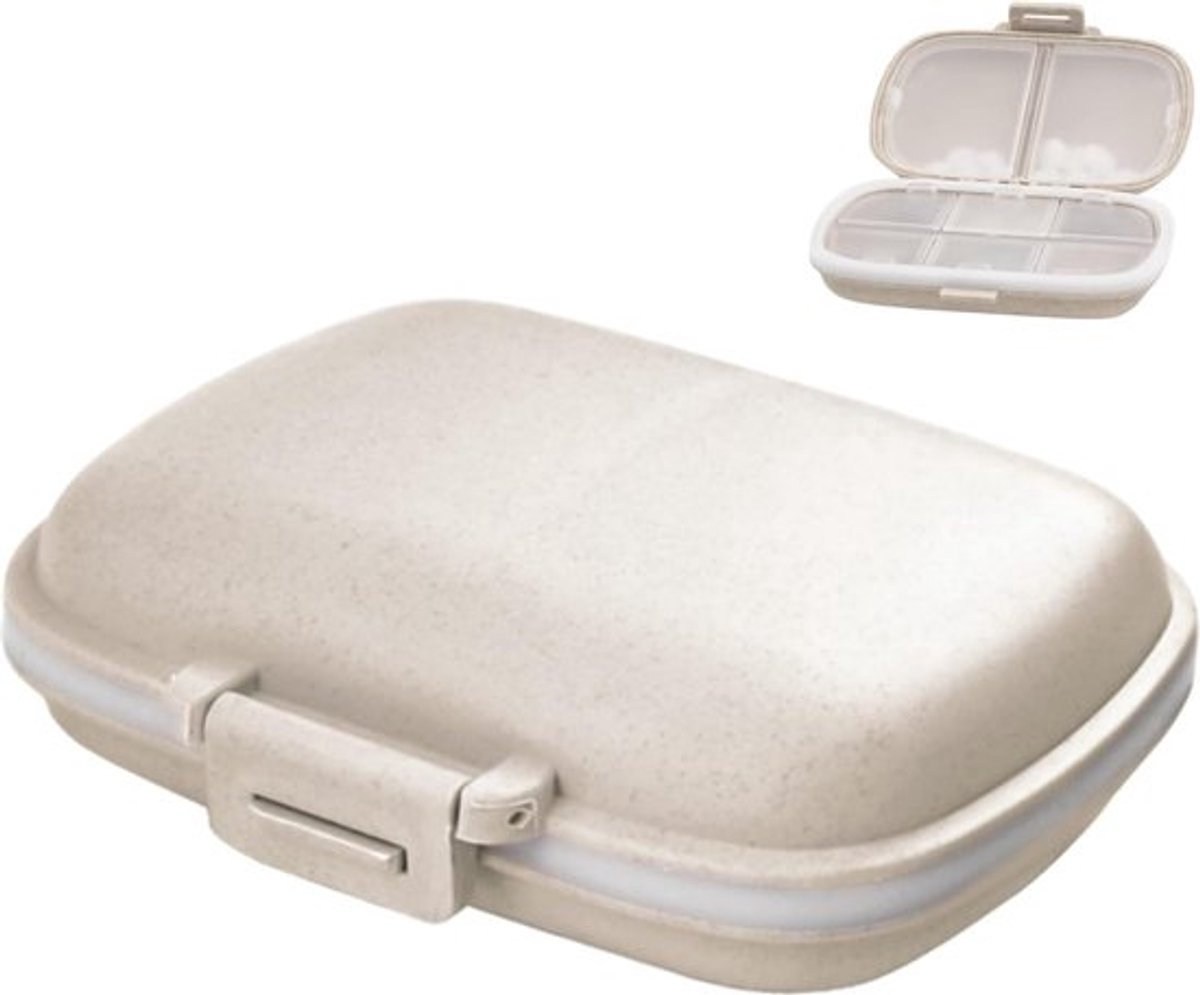 Medicijnendoosje - Pillendoos Compartimenten - Plastic Pillendoos - Pillen Planner - Pillendoosje - Medicijnen doosje - Pillendoos - opbergdoos voor onderweg - Medicatie opbergdoos - Pillen Organizer - Beige