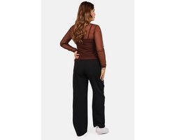Getdrezzed Top - Maat: L - Mesh top met ronde hals bruin