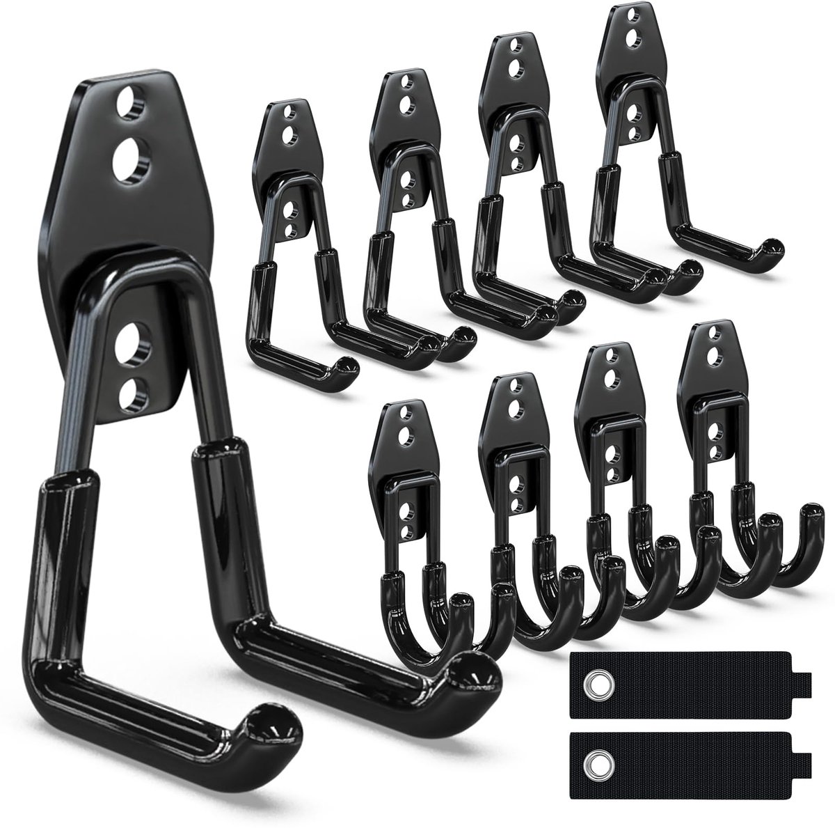 3-H Wandhaken, garage, wandhaken, zware belasting, haken, gereedschapshaken, garage, opslag, dubbele haken voor het organiseren van elektrisch gereedschap, ladders, fietsen, skateboards (6 stuks)