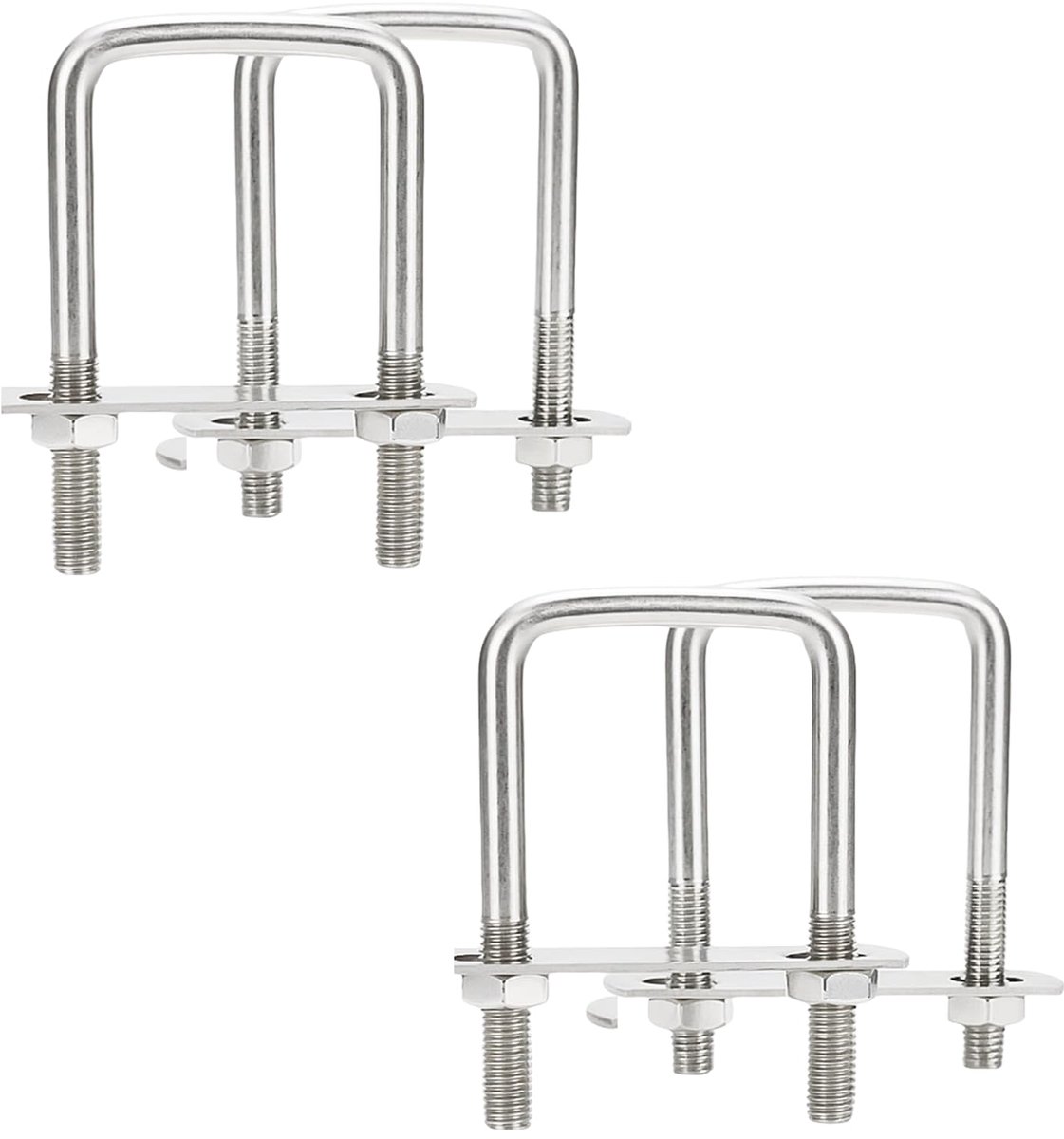 4 stuks M6 x 35 x 70 mm, vierkante U-bout, 304 roestvrij staal, U-bout met moer en montageplaat, U-bouten voor buisbevestiging