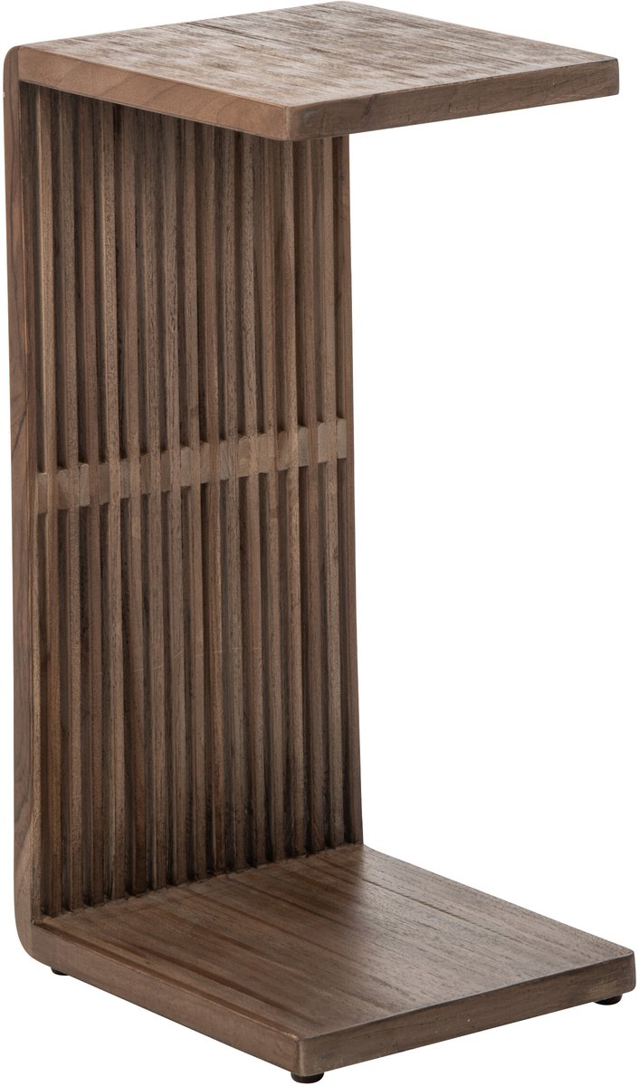 J-Line Bijzettafel met latten - gerecycled hout - donkerbruin
