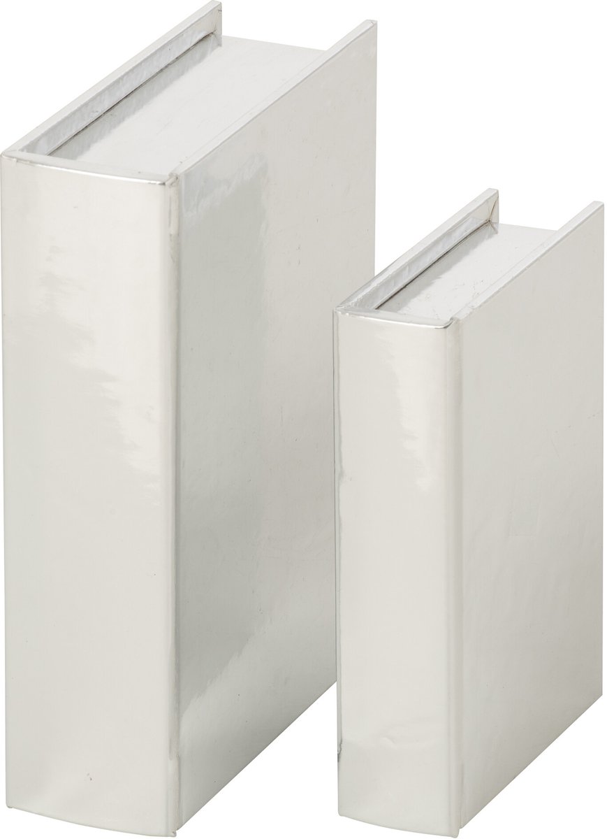 J-Line Glanzende dozen - MDF - zilver - set van 2