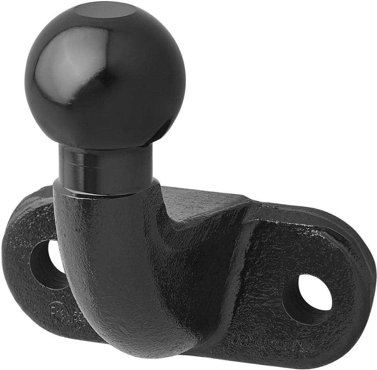 kogelkop, rechthoekig, zwart, 50 mm 2-gaten, universeel | Met E-keurmerk en flensmontage voor bestelwagens en 4x4's. Ideaal voor zware aanhangers, caravans en fietsendragers.