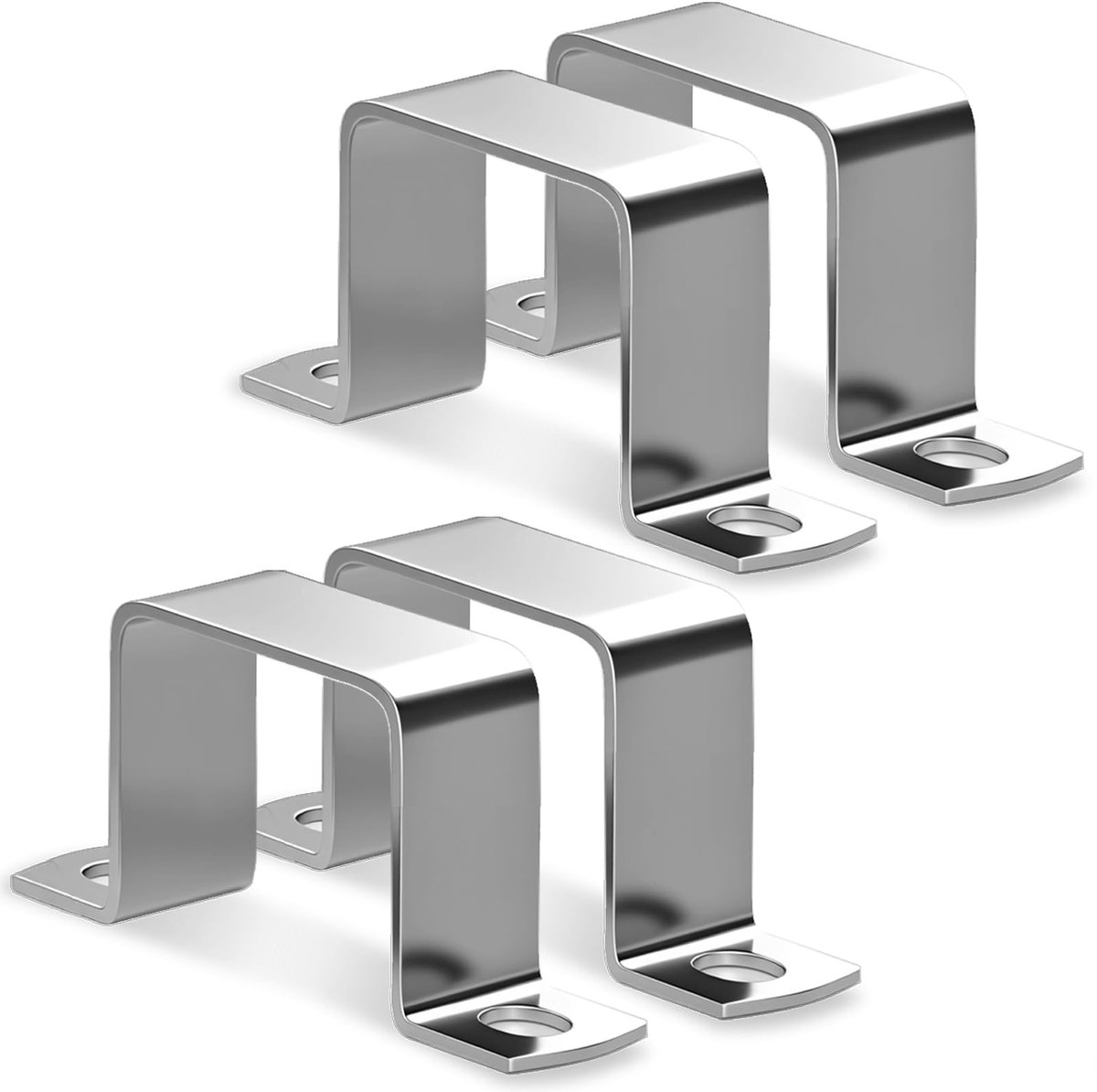 buisklem, 4 stuks, buisklemmen, vierkante buis, 304 roestvrij staal, 50 x 50 mm, vierkante buisklem, U-klem, hoekklemmen, rechthoekig, voor huisdeuren, ramen, watervoorziening en