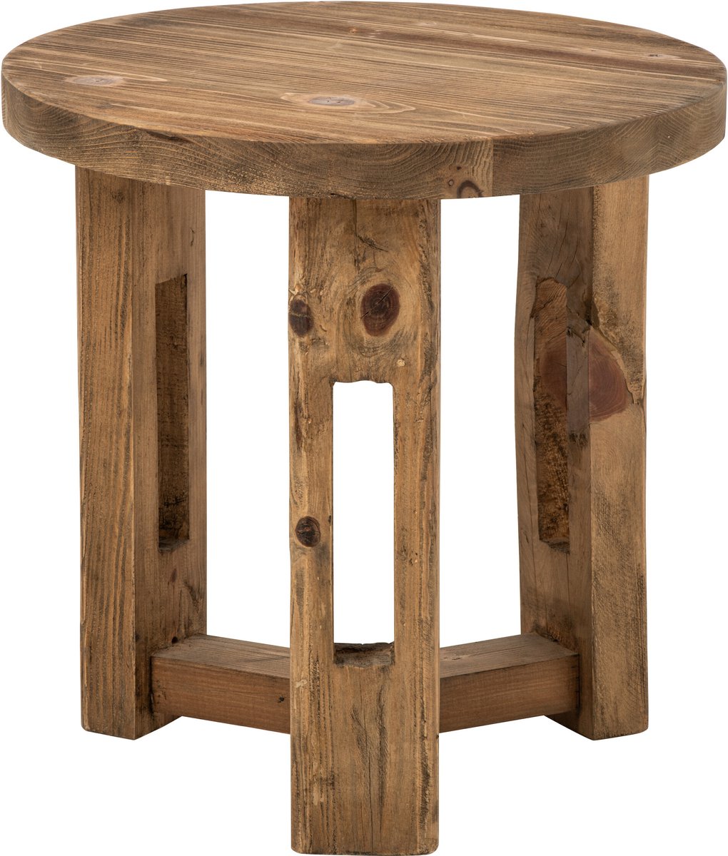 J-Line Ronde bijzettafel - gerecycled hout - bruin
