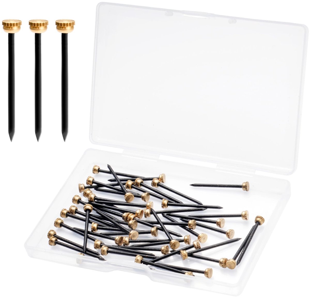 50 stuks fotospijkers, 25 mm stalen spijkers voor fotospijkers voor betonmuren, nagelset, koperen nagels met goudkleurige kop, muurnagelset, haaknagel voor beton, muur, baksteen, pleisterwerk, hout