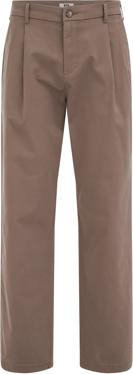 WE Fashion Heren loose fit chino met bandplooi en elastische broekband