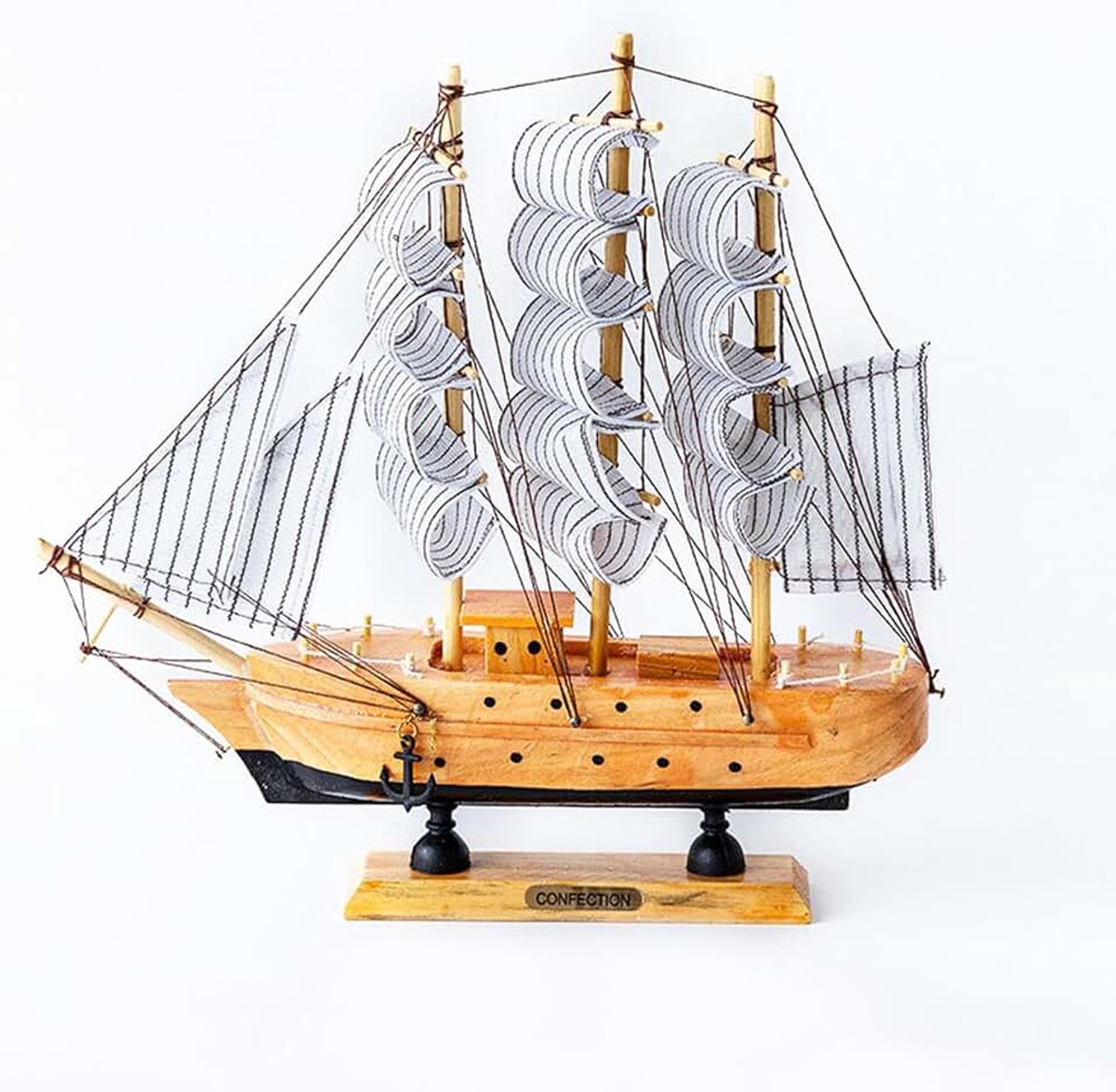 Modelornamenten, houten zeilboot, model zeilschip, maritieme decoratie, maritieme decoratie, 34 cm, voor desktop, kantoor, woonkamer, slaapkamer, kantoor, decoratie, 24 cm