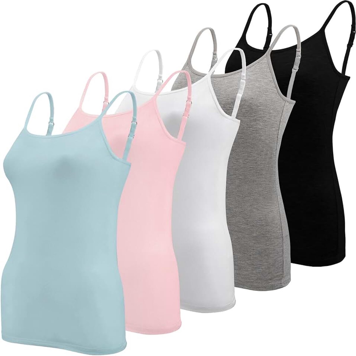 5 stuks basic hemdje met verstelbare bandjes voor dames en meisjes