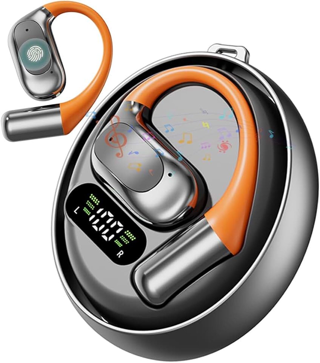 Vertaler hoofdtelefoon, 144 talen, real-time vertaler, draaibaar oplaadvak met digitaal display, AI Instant Spraakvertaler, Bluetooth 5.4