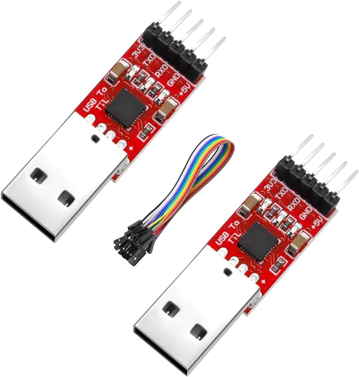 Seriële convertermodule, USB UART converter voor 3,3 V en 5 V, compatibel met jumperkabel, 2 stuks