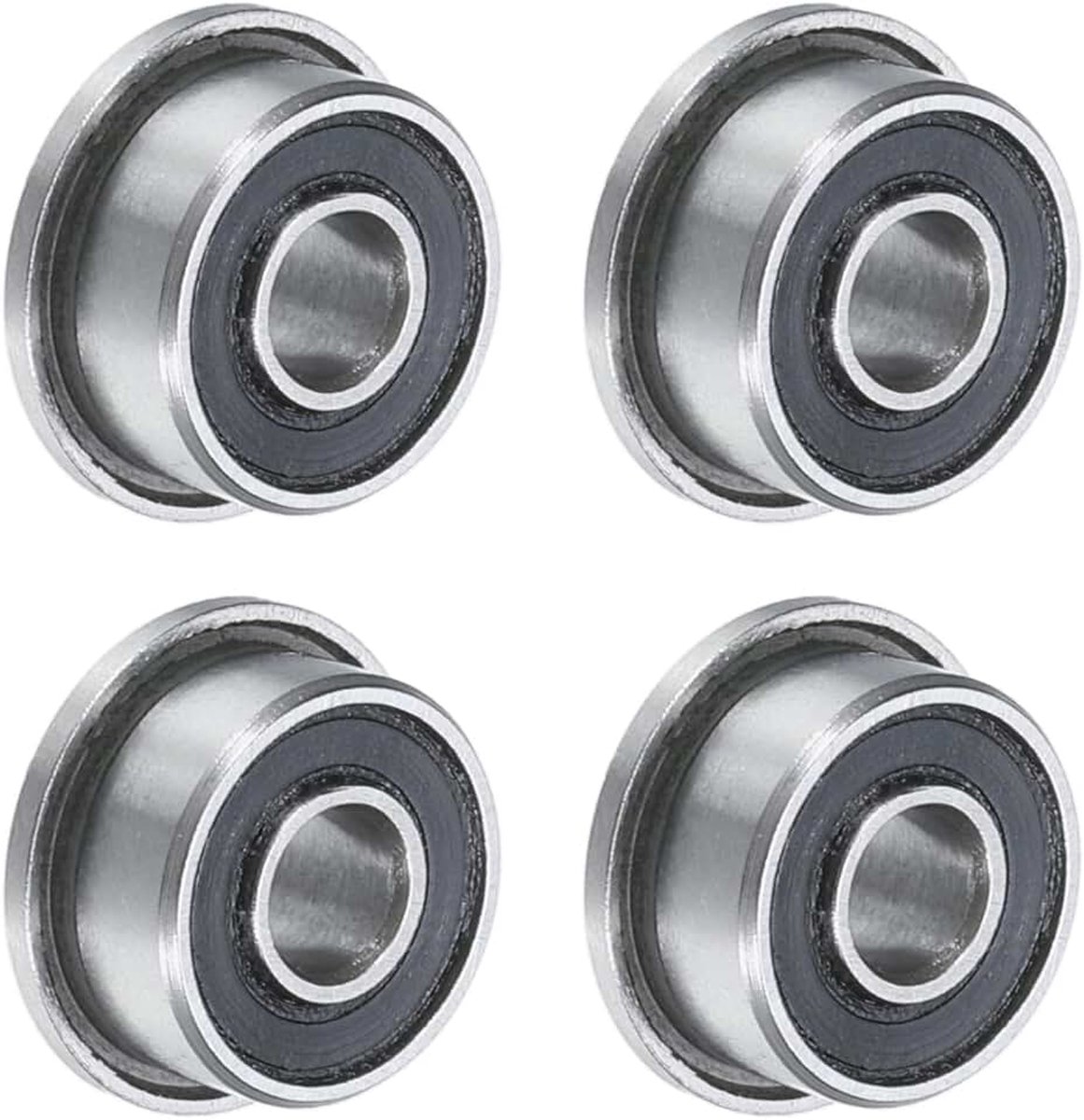 Lagers 3 x 8 x 4 mm, dubbel gedicht, verchroomd staal, flenslagers, 4 stuks