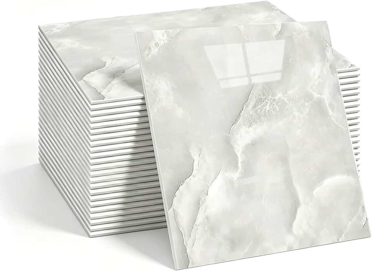 Zelfklevend 30 x 30 cm, 24 stuks tegelstickers marmer | Zelfklevende tegels voor keuken, Peel and Stick Tiles, plaktegels, tegelfolie voor woonkamer, badkamer, kast