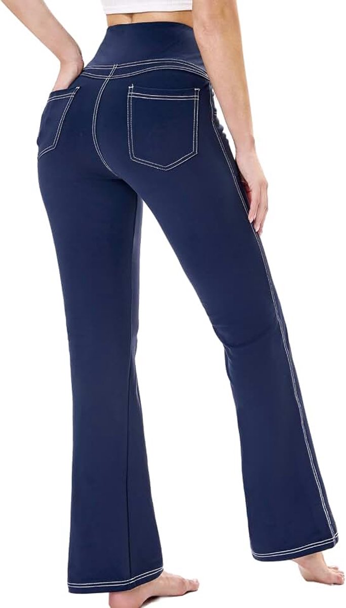 Yoga Donna vita alta,Leggings a Zampa Elefante con Tasche Flared pantaloni tuta donna Elastique per Lavoro