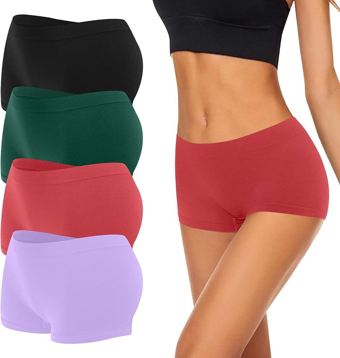 Set van 4/6 boxershorts voor dames, naadloze slips voor dames, ademend, zacht, stretch, vrouwenondergoed, microvezel, zonder zijnaden