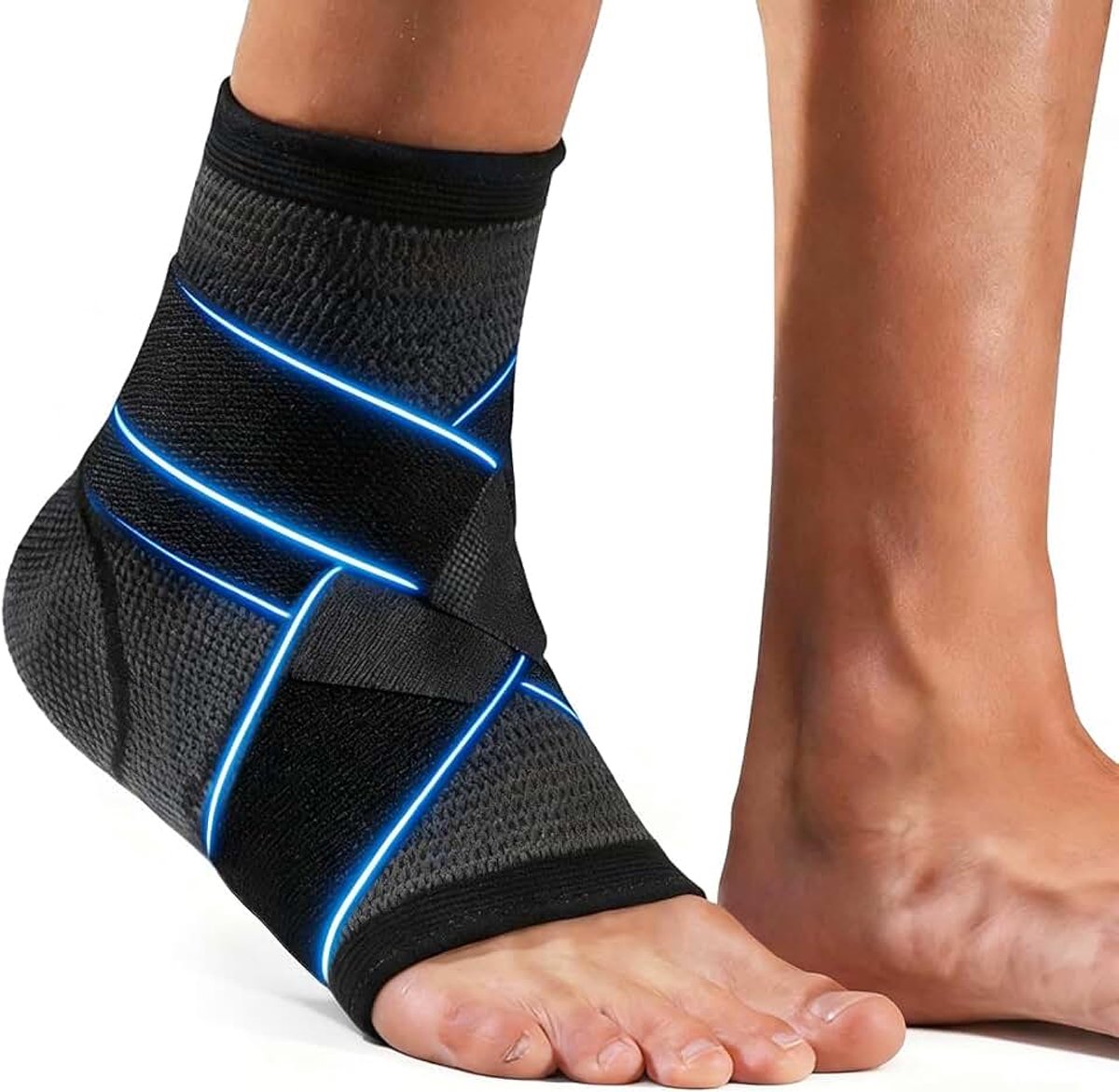 1 stuk enkelbandage, ademende voetbandage, verstelbare bandage enkelgewricht, verstelbare compressiehuls met elastische banden, ondersteunende enkelbescherming voor sport en dagelijks gebruik