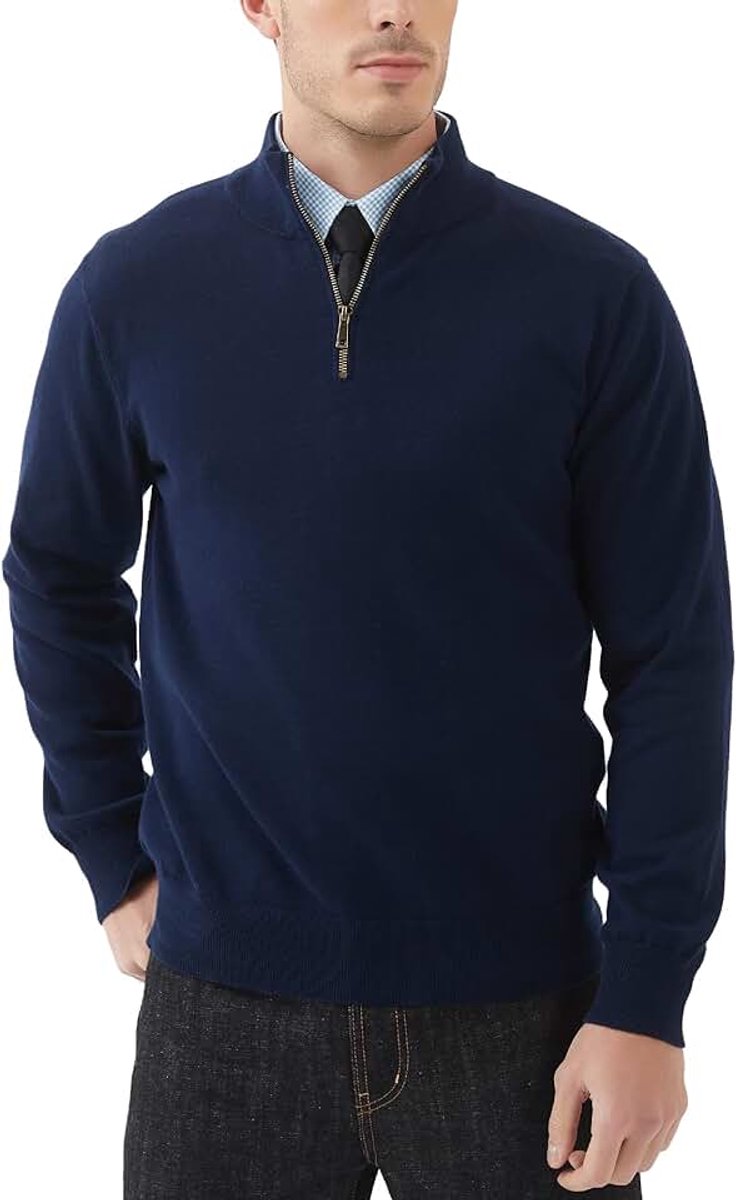 Heren trui met kwartrits katoen gebreide trui casual regular fit trui