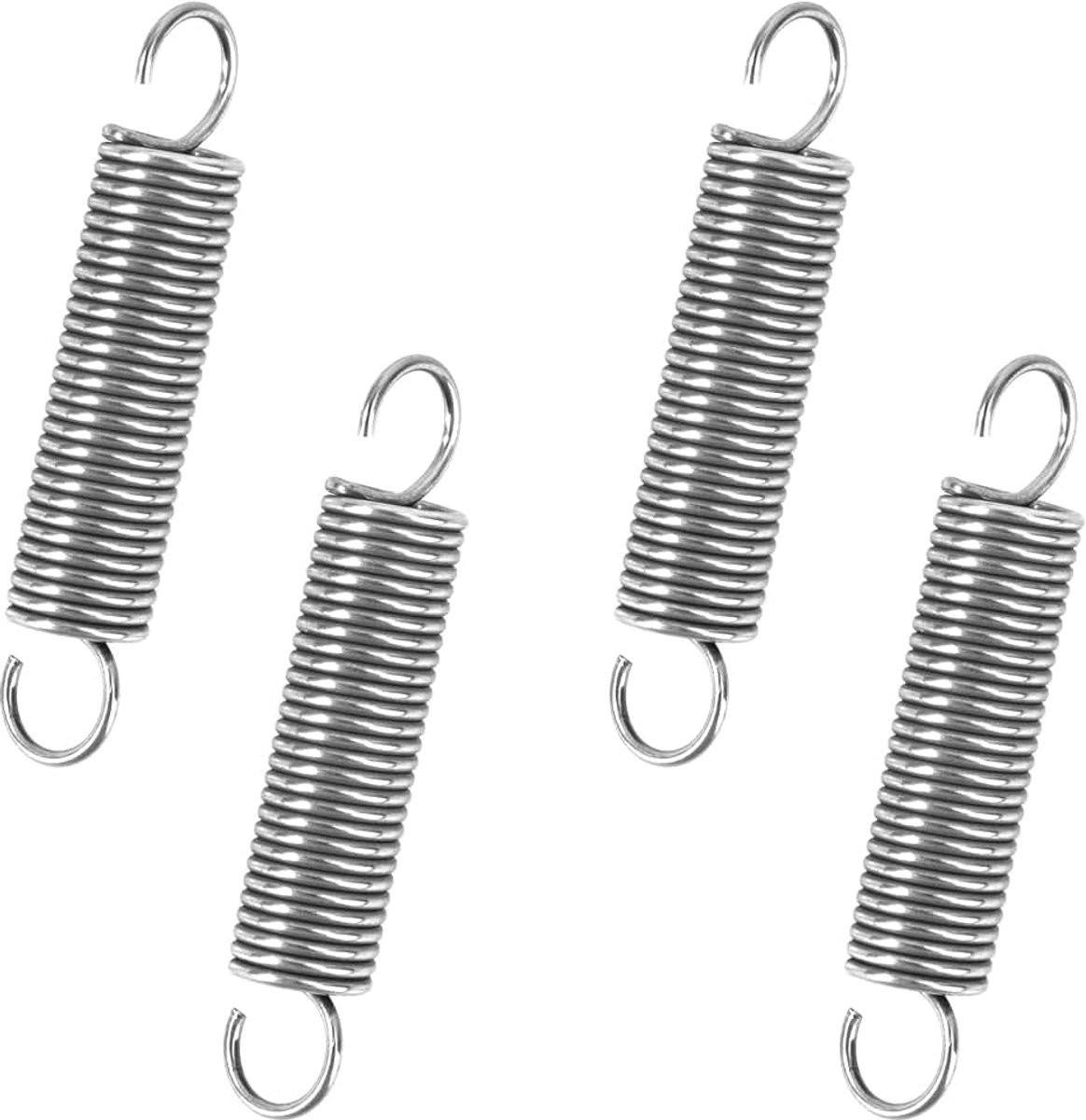 Verlengveren, 60 mm, trekveren met haken, 90 graden, roestvrijstalen veer, buitendiameter 12 mm, draaddiameter 1,4 mm, dikte 4,9 kg, 4 stuks