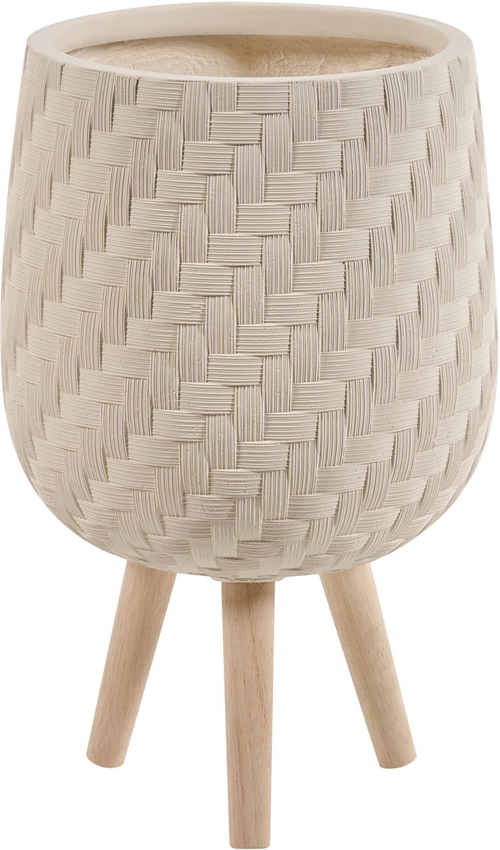 PAVONE - Verhoogde bloempot - Lichtbeige - Magnesiumoxide