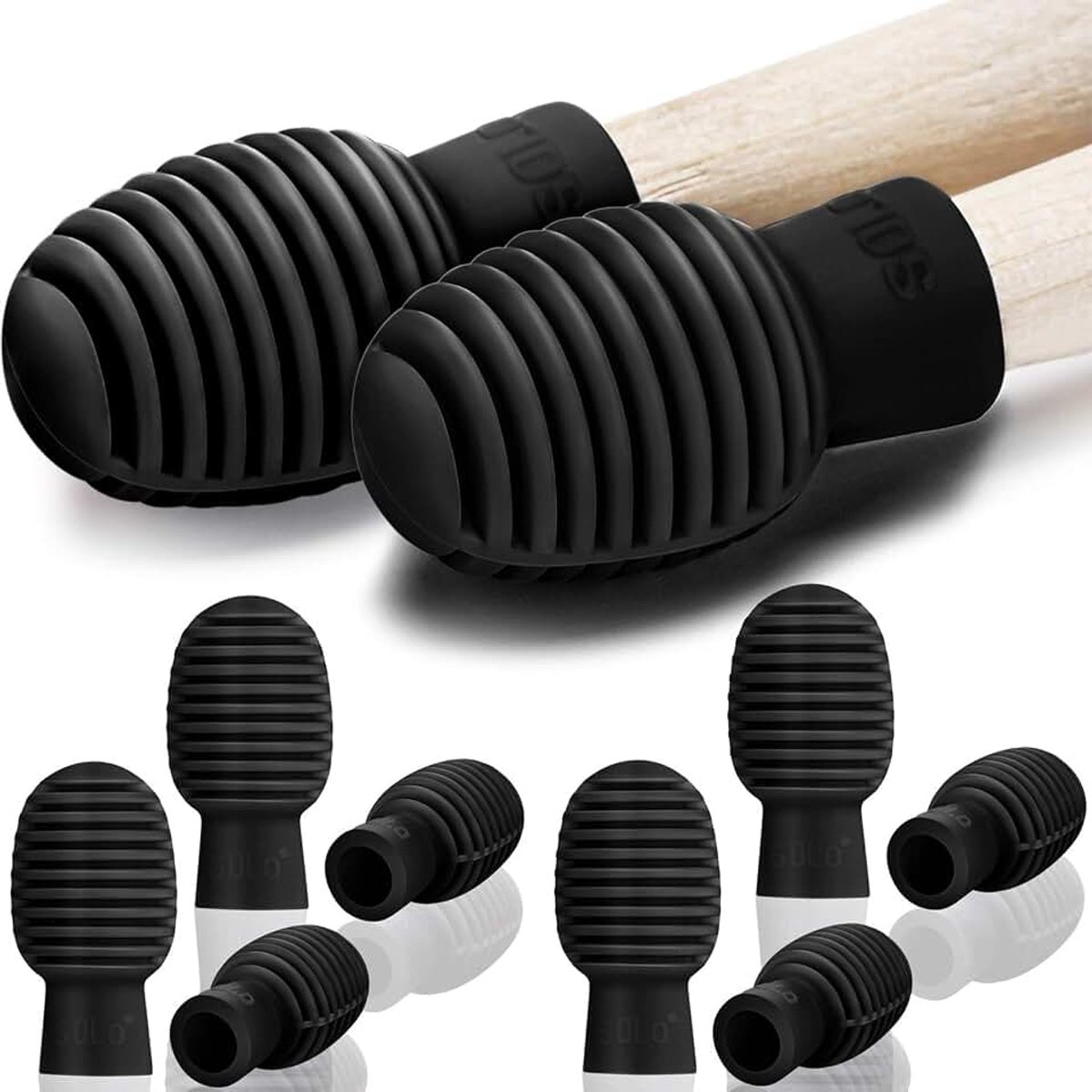 8 Stuks Drum Mute Drumstick Stille Tip Drum Dampener Accessoire Rubber Praktijk Percussie Vervanging Zwart