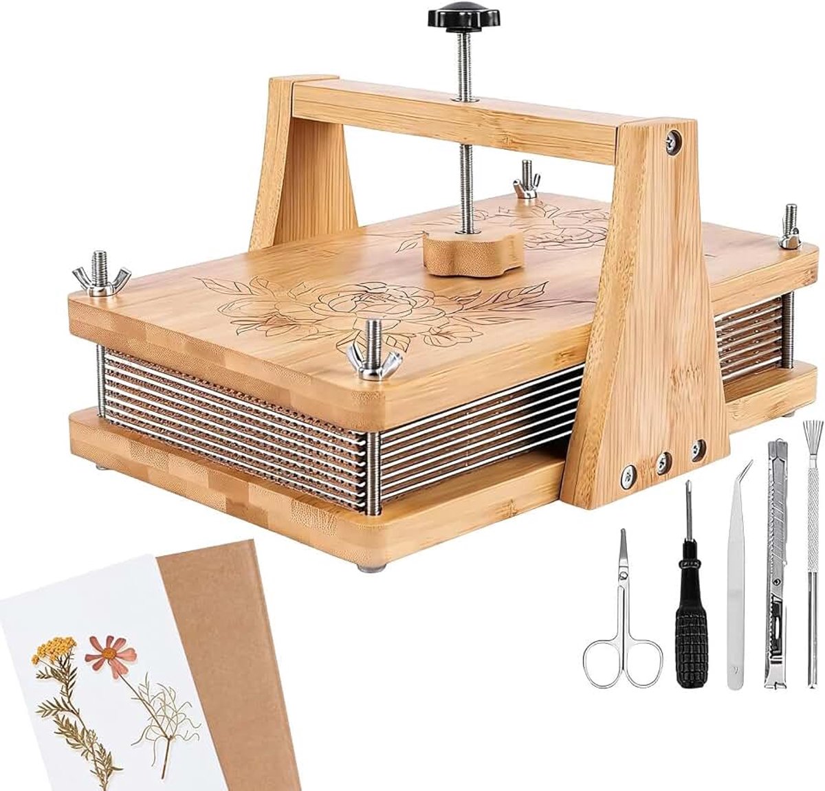 Bloemenpers voor Gedroogde Bloemen Verstelbare en Tijdbesparende Houten | Plantenmonster perskit frame voor Klaslokalen Thuis Studio Tuin Werkplaatsen Kleuterschool Bibliotheek