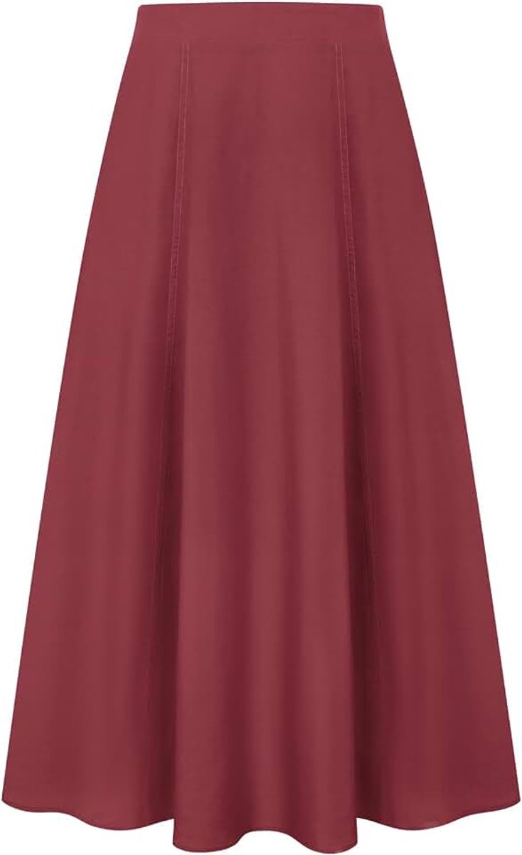 Kasin Dames A-lijn hoge taille rok zomer casual effen vintage lange lyocell linnen vrijetijdsrok met zak