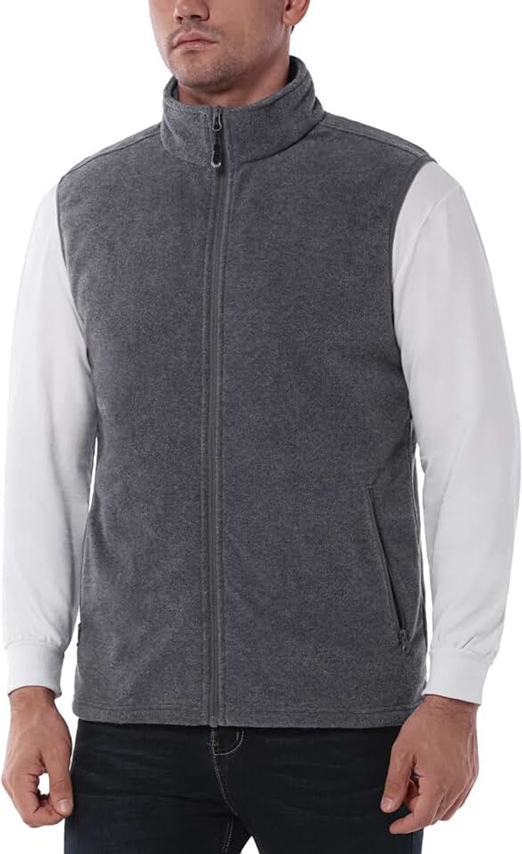 33,000ft Heren fleece vest jas staande kraag ultralicht outdoor mouwloos fleecejack giilet tops fleece vest heren met zakken ritssluiting