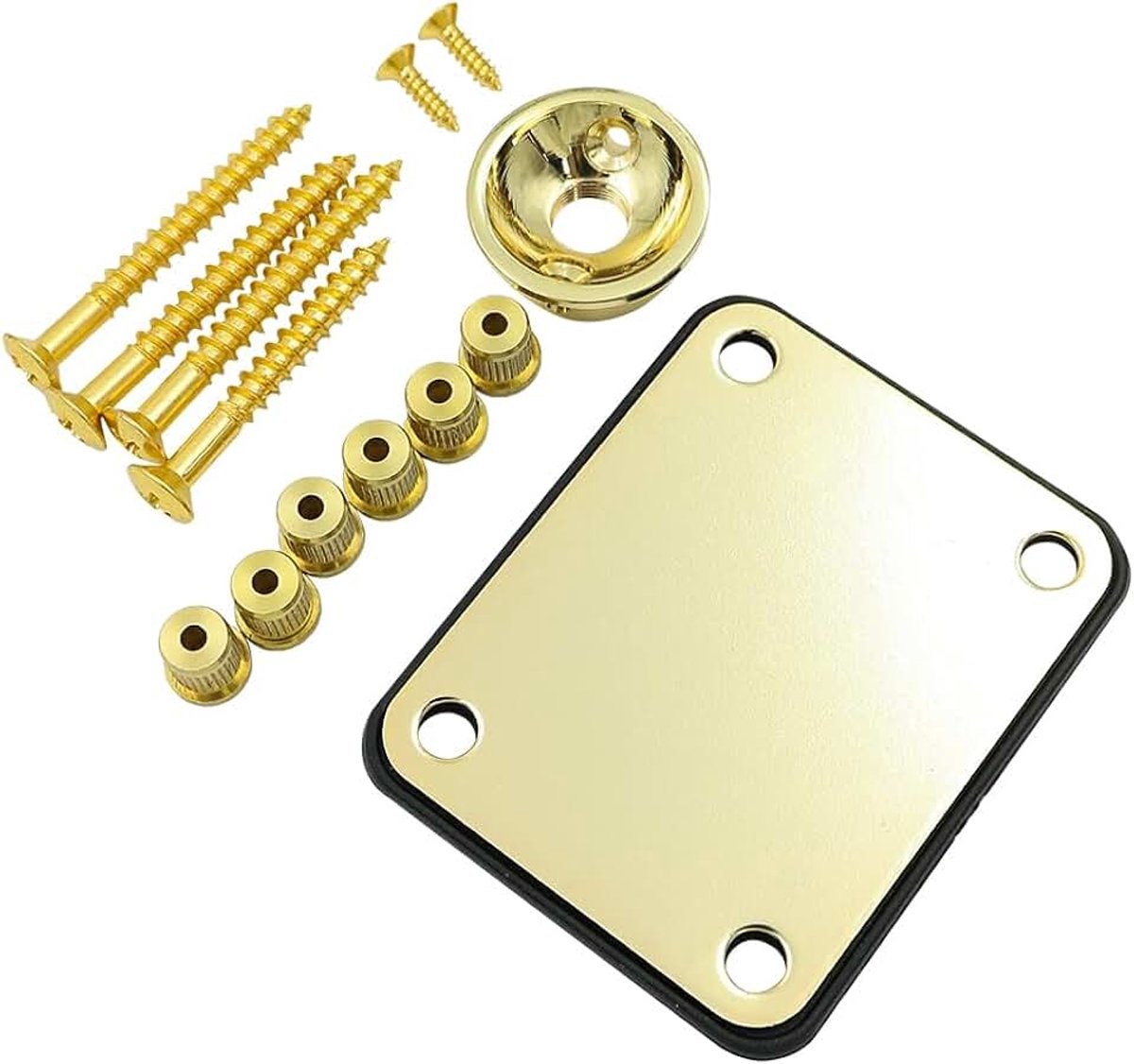 Gitaarhalsplaat Snaarhulzen & Jackplaat Hardware Set voor Tele Telecaster Stijl Elektrische Gitaar Vervangingsonderdelen Goud