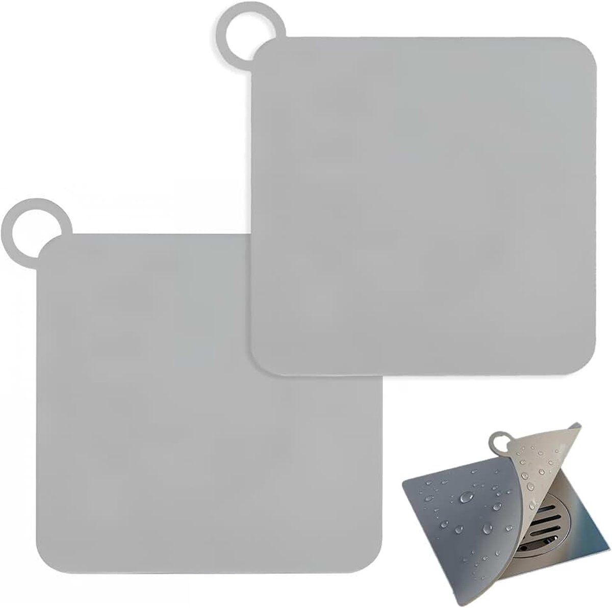 2 stuks siliconen, grijs, 20 x 20 cm, ideaal voor de badkamer