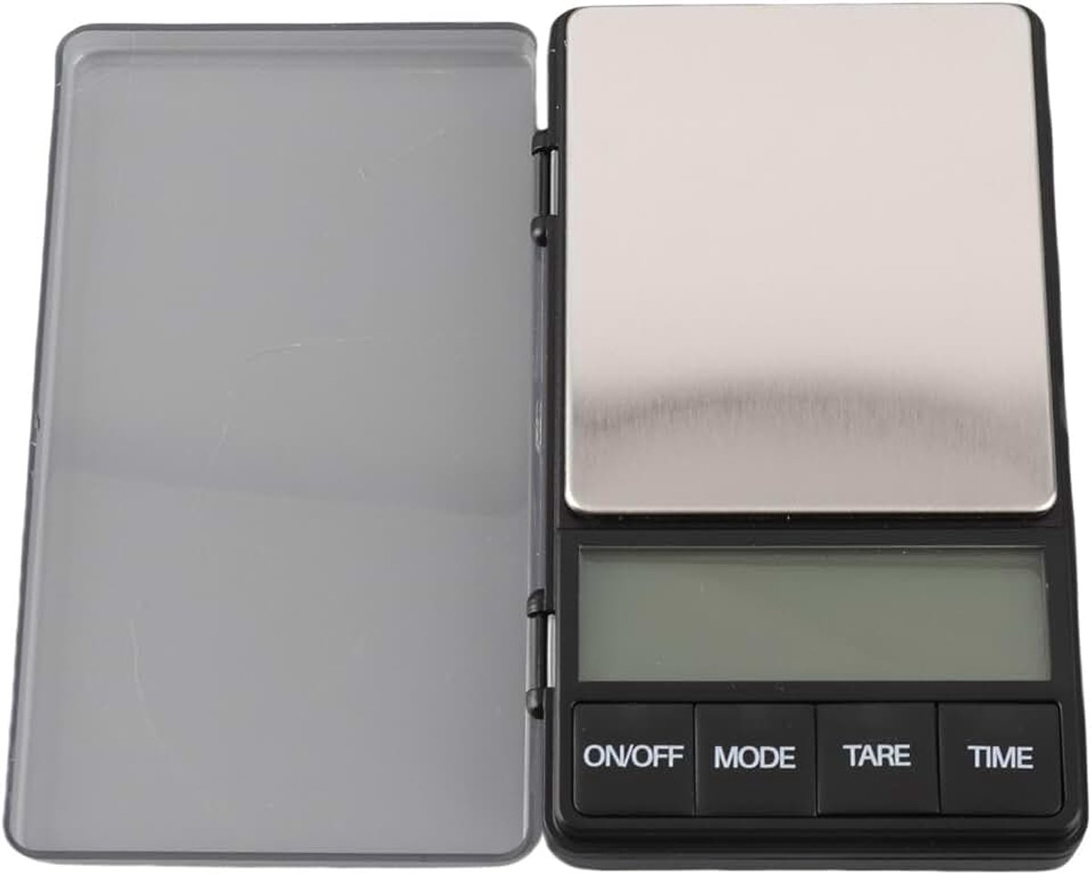 Espressoweegschaal met Timer, 1000g X 0,1g Hoge Nauwkeurigheid LCD-scherm Draagbare Digitale Zakweegschaal met Tarrafunctie, Zakvoedselweegschaal Gramweegschaal voor Keuken, Koffie