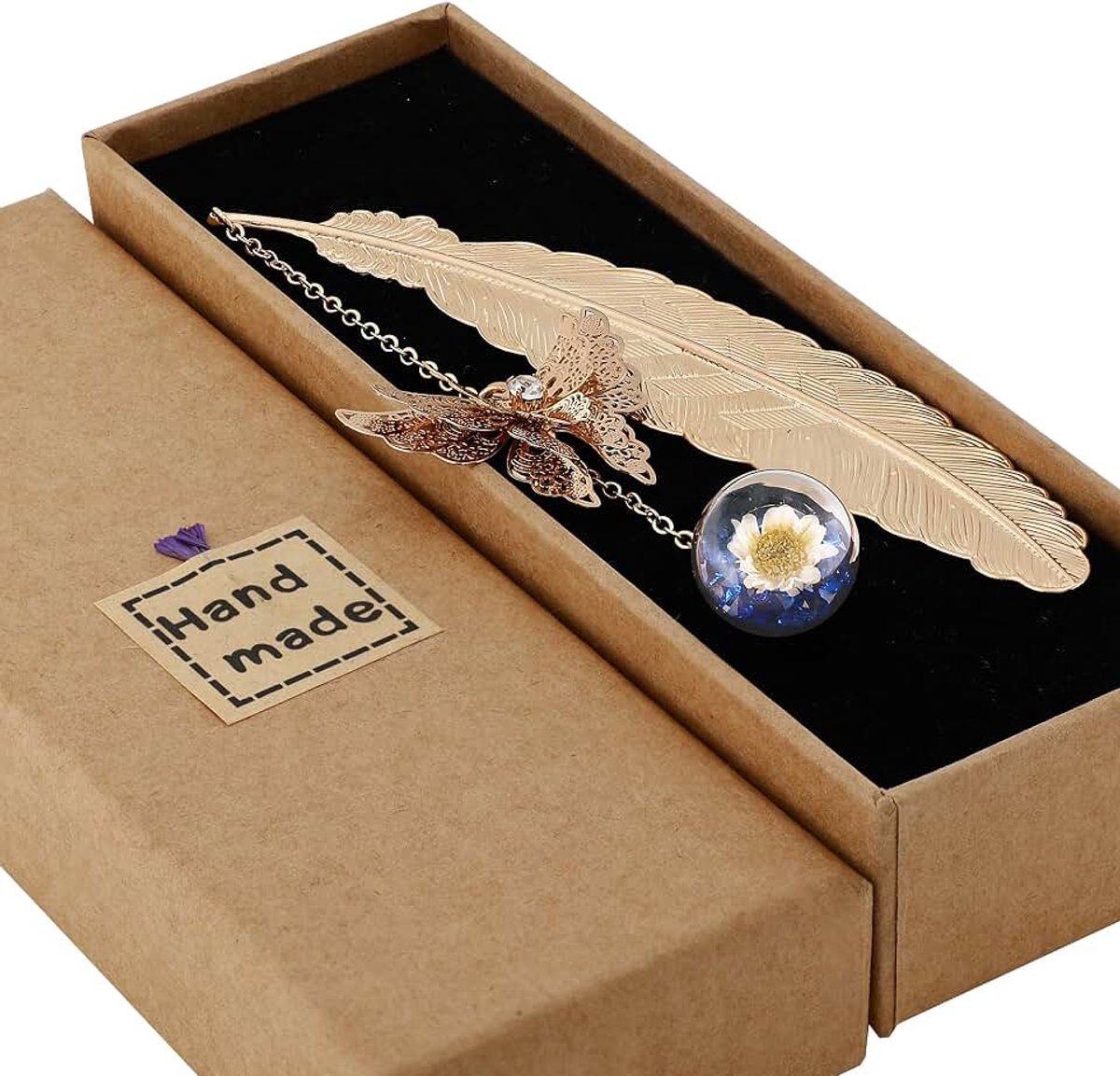 Feather Bookmark - Kerst- en verjaardagscadeau voor vrouwen - Gepersonaliseerde kerstkousvulling en geheime kerstman presenteert aan mama oma leraar dochter vrouw zus familie vrienden collega