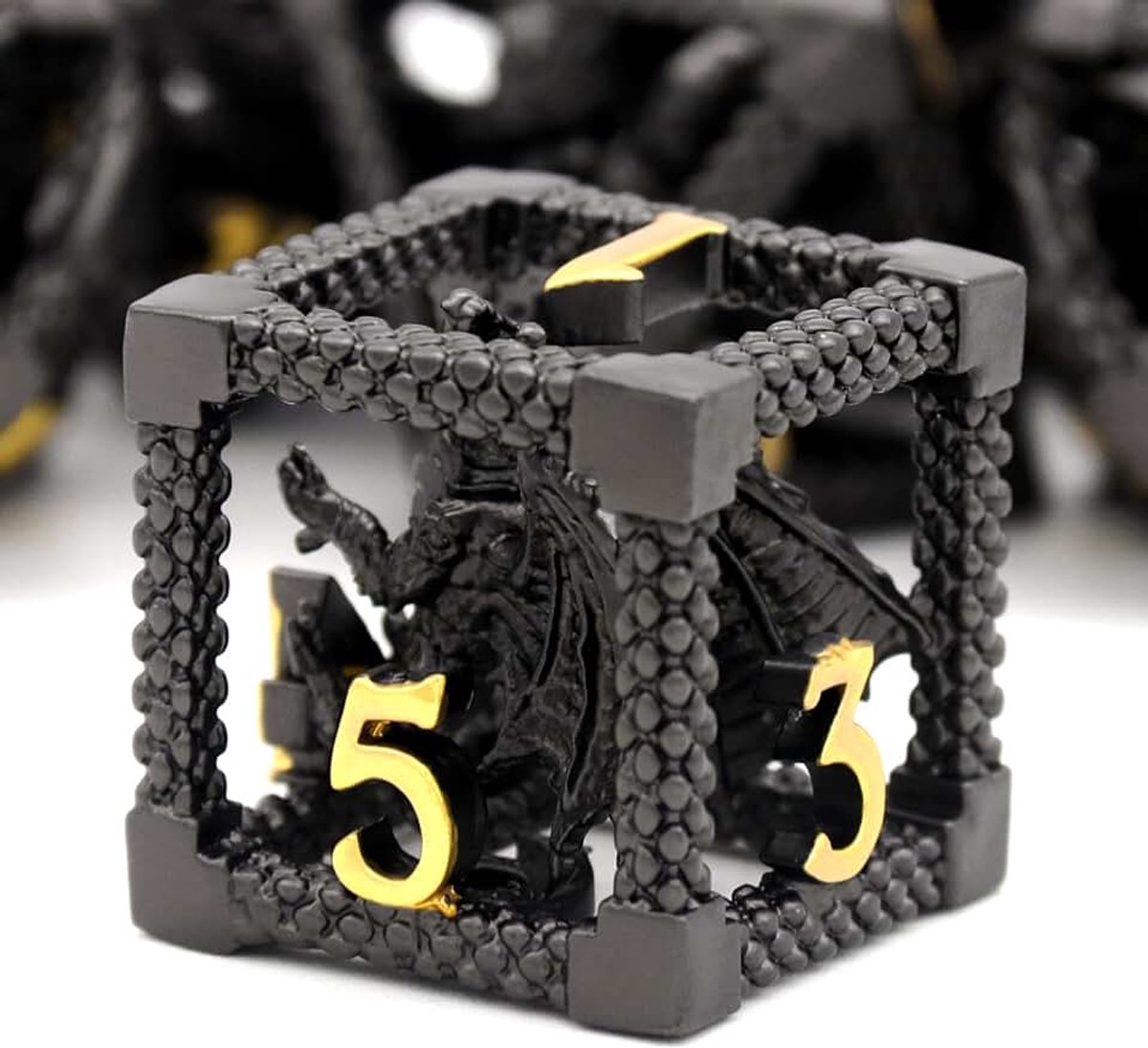 Würfel, Dungeons and Dragons Würfel Set HNCCESG Metall Spielwürfel Hohle 3D Drachen D&D Würfel Polyedrische Würfelset für Pathfinder MTG RPG DND Dice Set W20 W12 W10 W8 W6 W4 (3D-Schwarz)