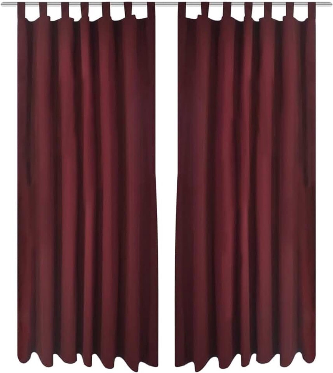 Micro-Raso-gordijnen Bordò 2 stuks met Ohielli 140 x 225 cm, meubels voor huis binnen buiten woonkamer slaapkamer