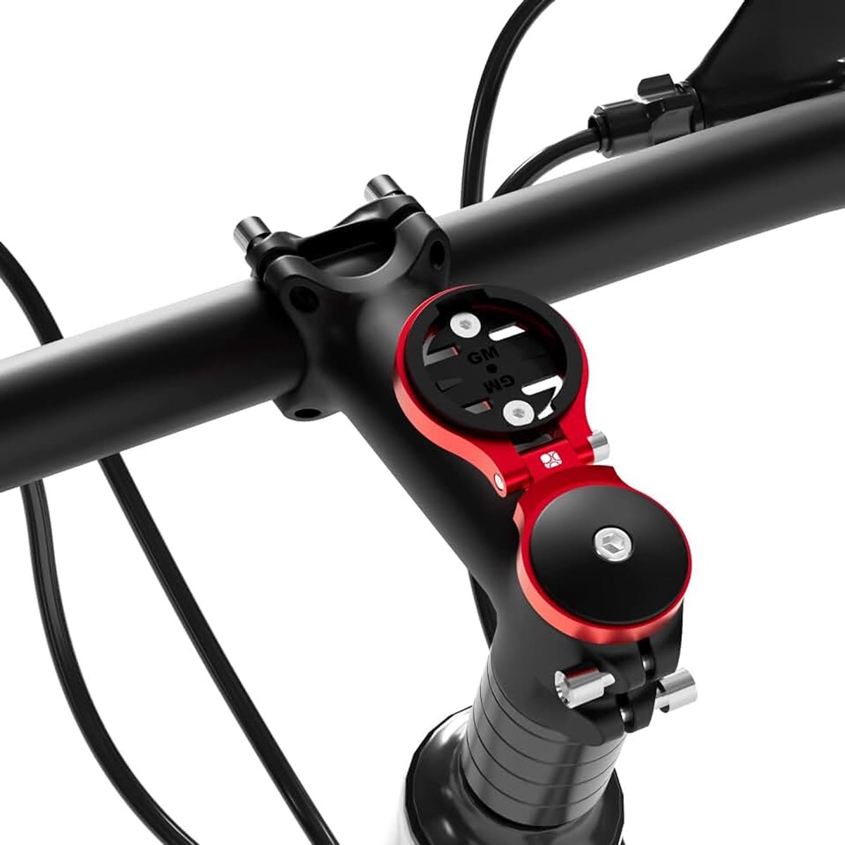 Fietsstuurpen bovenkap computerhouder voor Garmin Edge Explore, lichtgewicht aluminiumlegering fiets GPS computer headset cap cover mount, combo compatibel met Bryton, Wahoo en CATEYE rood
