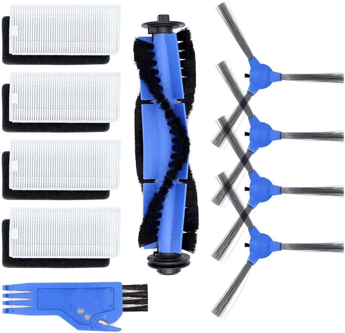 Accessoirekit voor Eufy RoboVac 11s / RoboVac 30 / RoboVac 30C / RoboVac 15C Robotstofzuiger vervangende onderdelen Pak met 1 hoofdborstel, 4 zijborstels, 4 HEPA-filters