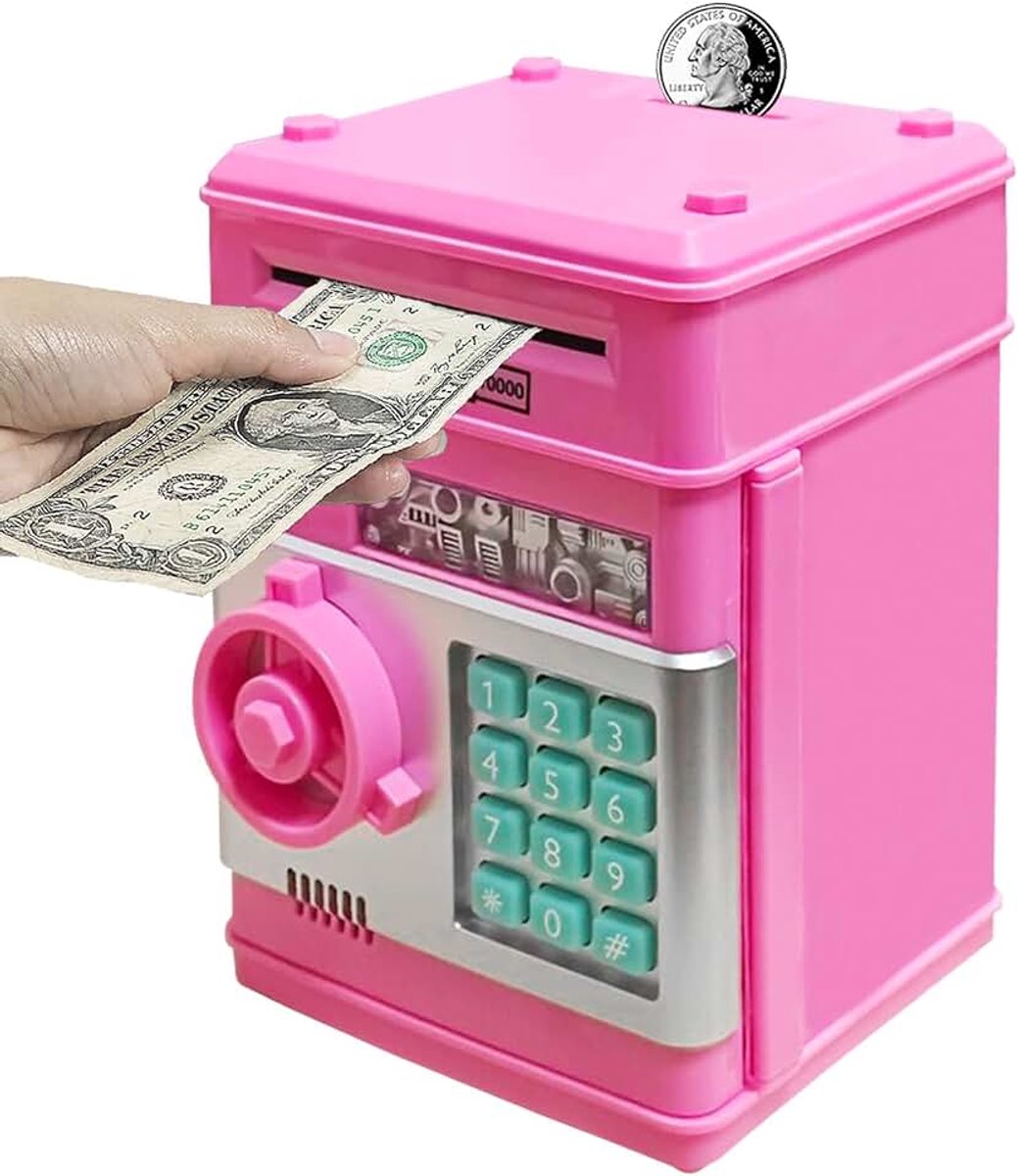 Elektronische geldbank, elektronische wachtwoord spaarvarken mini geldautomaat contant geld munten geldkistje voor kinderen, beste verjaardagsspeelgoed voor kinderen, jongens en meisjes (diep