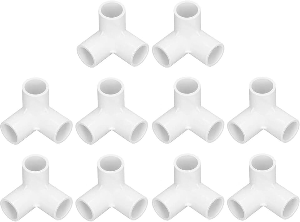 Pijpfittingen, 10 STKS 3 Way Pipe Fittings PVC Plastic Rechte hoek Tee Corner Connector 20 mm Inner Diameter, 90 graden elleboog ontwerp, gemakkelijk aan te sluiten (wit)