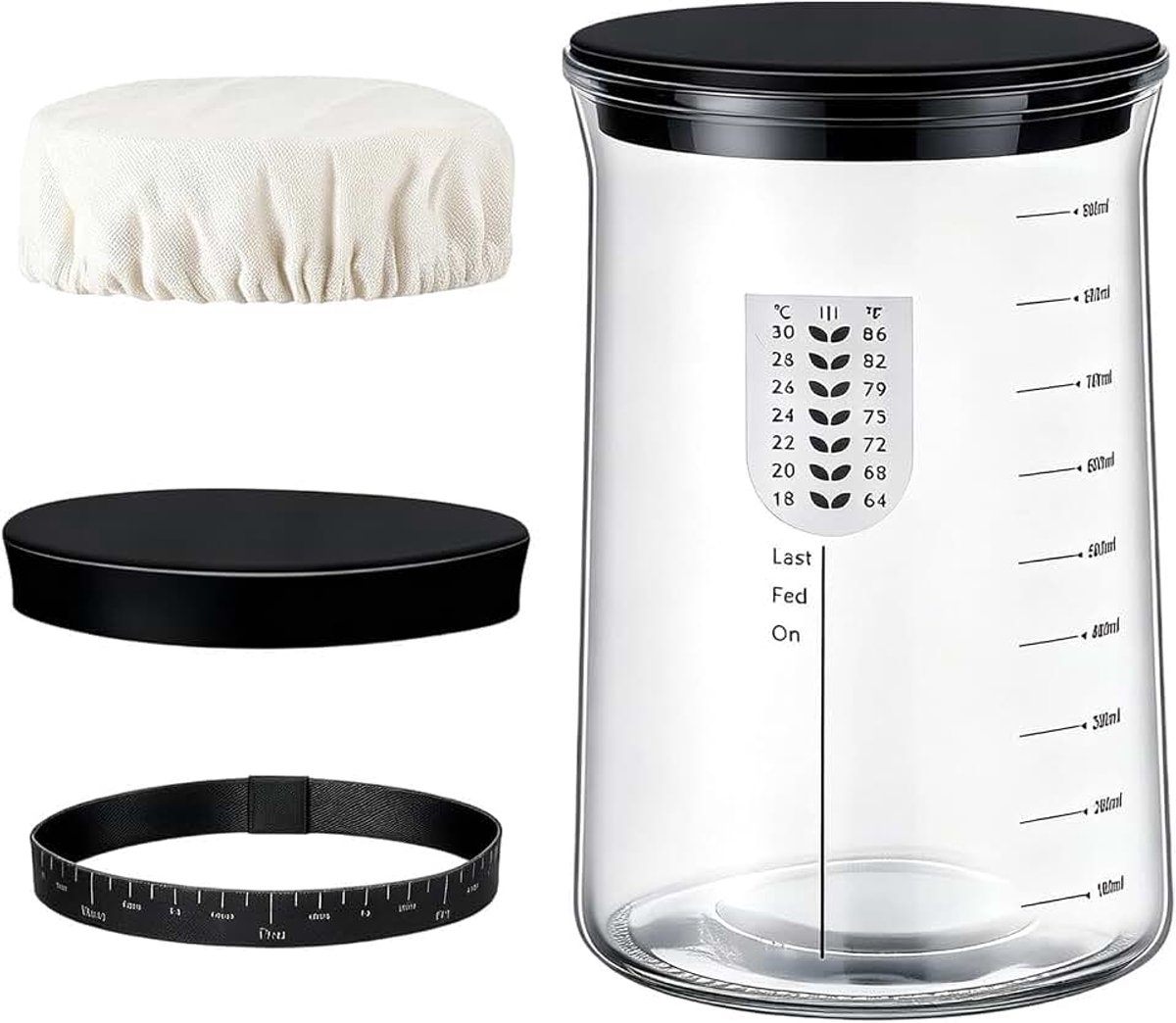 Glazen Potten Voor Zuurdesem Starter Met Deksel Capaciteit Wijde | Starterskit Met Fermentatiepot Voor Thuis, Appartement, Restaurant, Winkel, Keuken, En Eetkamer