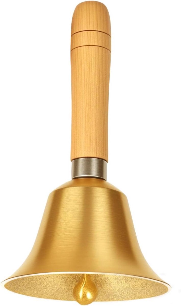 Metalen Handbel - Servicebel Tafelbel - Feestelijke Decoratie - Helder Doordringend Geluid - 15 cm Hoog - Goud Bruin