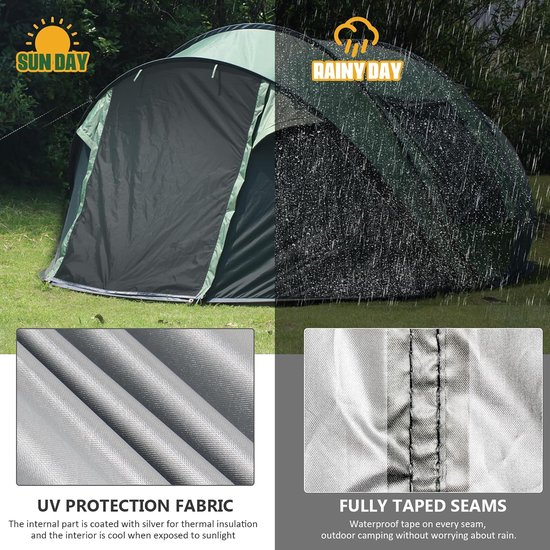 Pop-up Tent - Kampeertent Automatisch - Outdoor Avonturen - Waterdicht UV-bescherming - 4 Personen - Groen van POP — afbeelding 2
