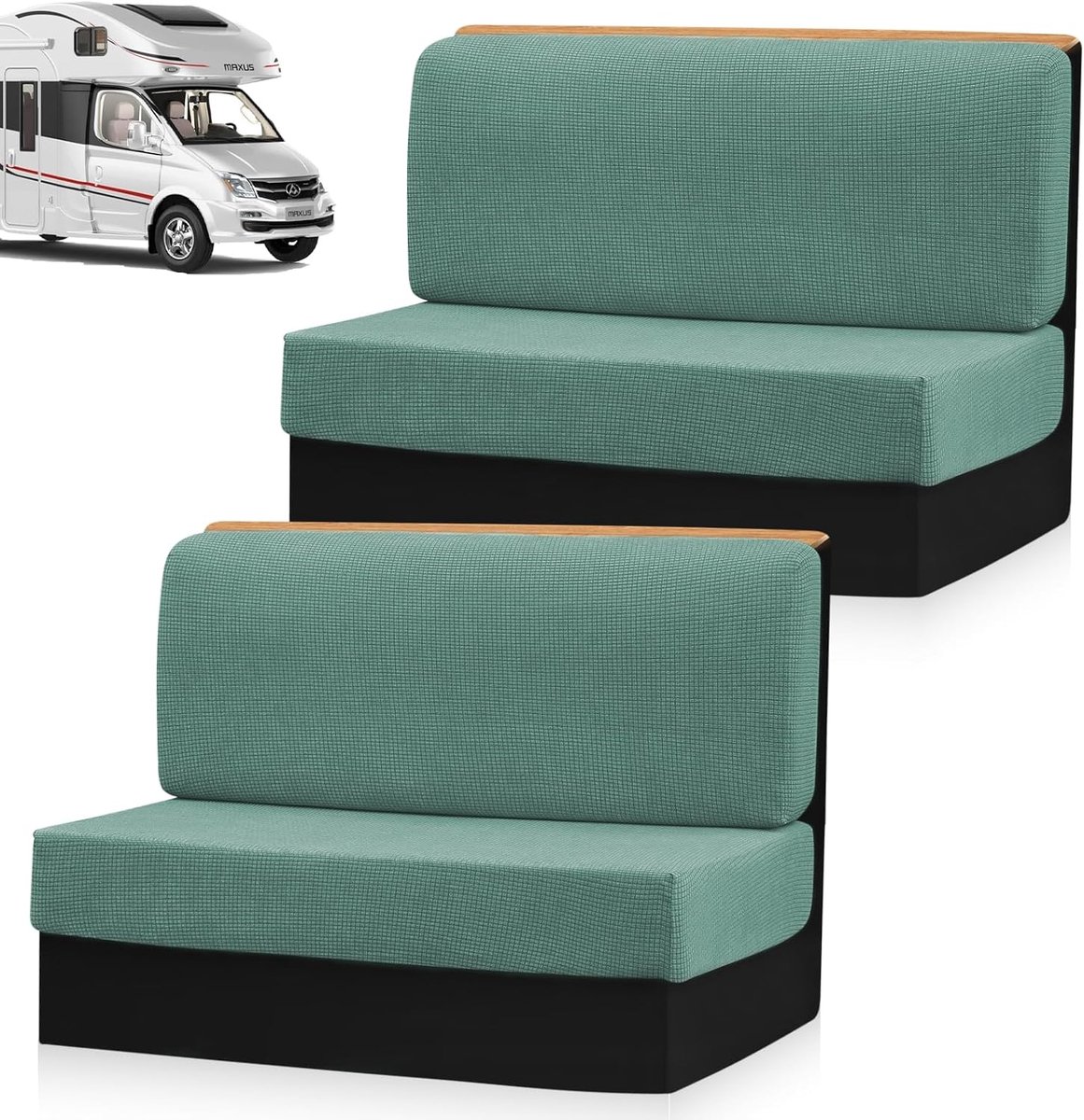 Overtrekken voor caravankussens, 4 stuks, caravanbekleding, set van 2, camper, stoelhoezen, camperkussenslopen voor camper, aanhanger, beschermhoes, caravankussen, matcha