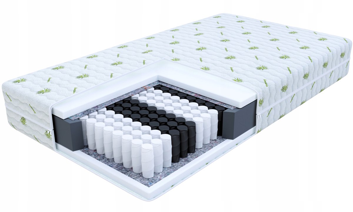 FDM ARIA Matras 90x200 cm - Hoogte 21 cm H3 - Pocketvering Matrassen - Dubbelzijdig - 7 zones - Antiallergisch Zwart-Wit