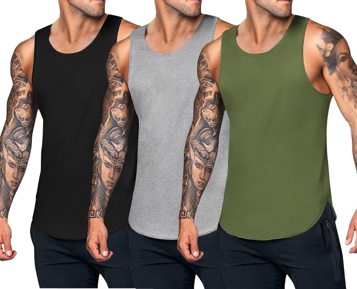 Heren 3-pack Quick Dry Workout Tank Top Gym Muscle T-Shirt Fitness Bodybuilding mouwloos T-shirt