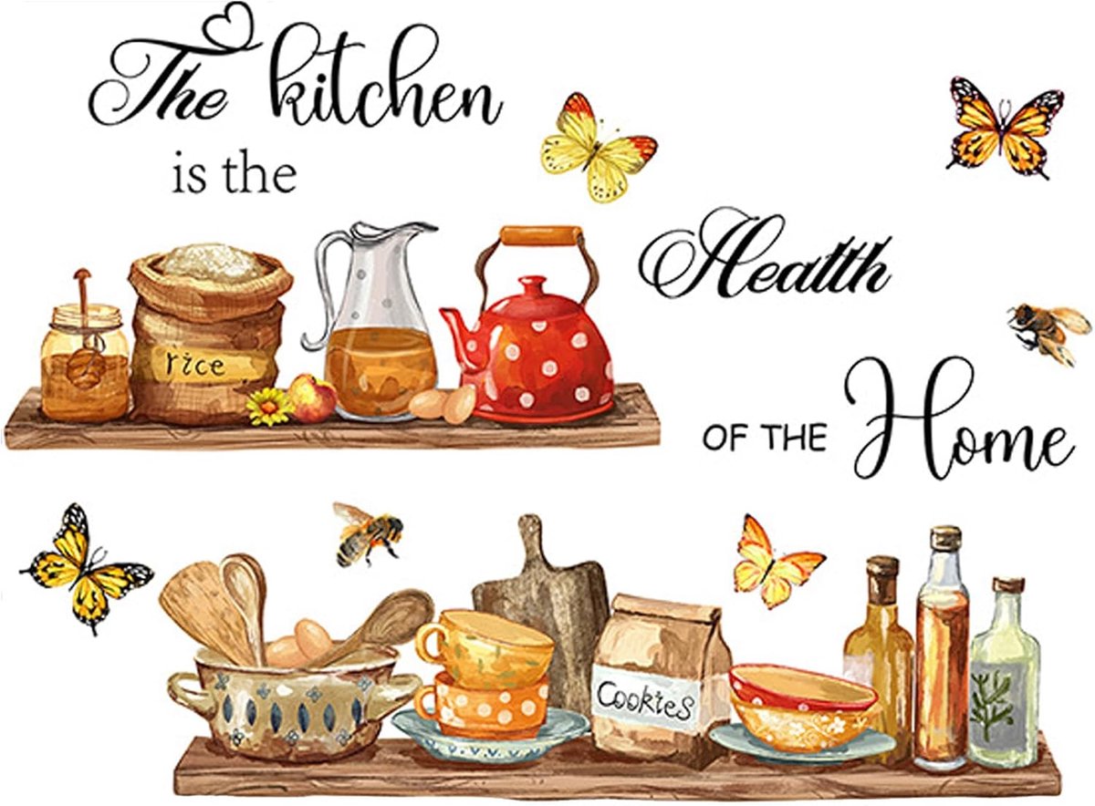 Muurstickers Set - Decoratieve PVC Wandstickers voor Keuken, Eetkamer, Bar en Café - Eenvoudig Te Verwijderen en Geen Beschadiging van de Muur - 30cm x 90cm
