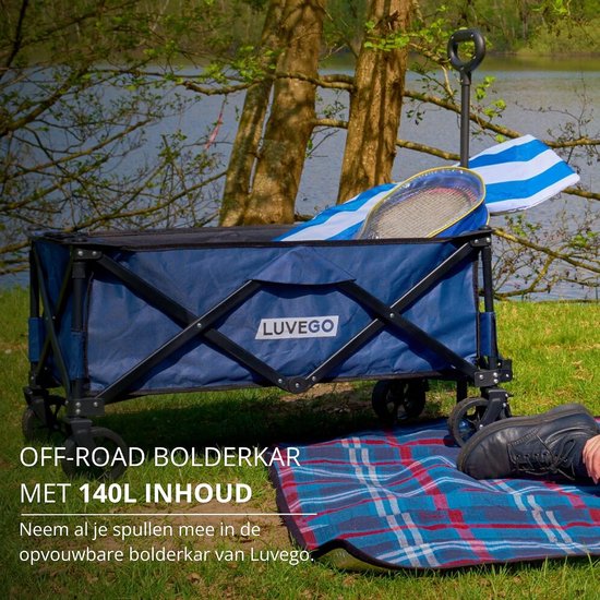 Bolderkar Opvouwbaar - Draagkar Tuinwagen - Spullen Vervoeren - 100KG Draagkracht - 135L - Zwart van Bolderkar Opvouwbaar — afbeelding 3
