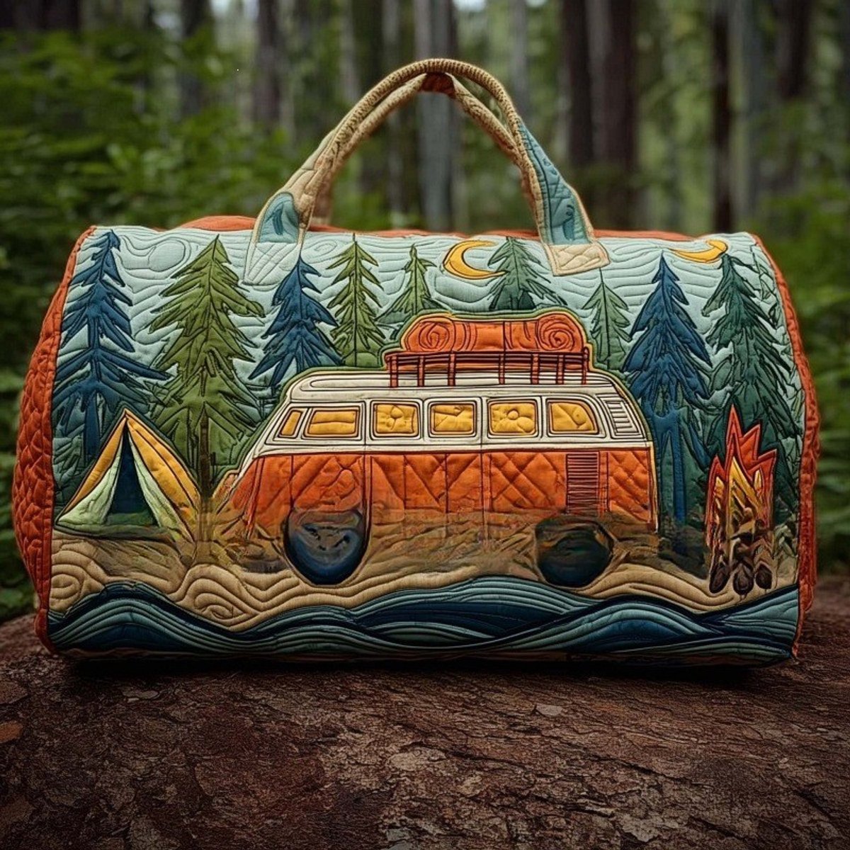 Textielen tas, retro bloemenprint in 3D-stijl, boho-stijl voor reizen en sport, meerkleurig, groot (18 x 9 x 9 inch)，115 modellen