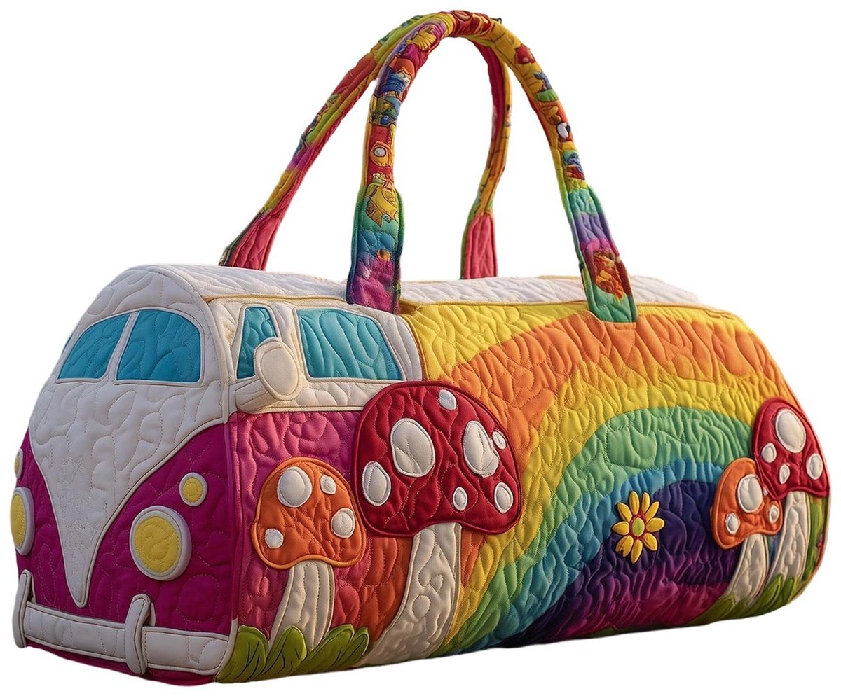 Textielen tas, retro bloemenprint in 3D-stijl, boho-stijl voor reizen en sport, meerkleurig, groot (18 x 9 x 9 inch)，11 modellen